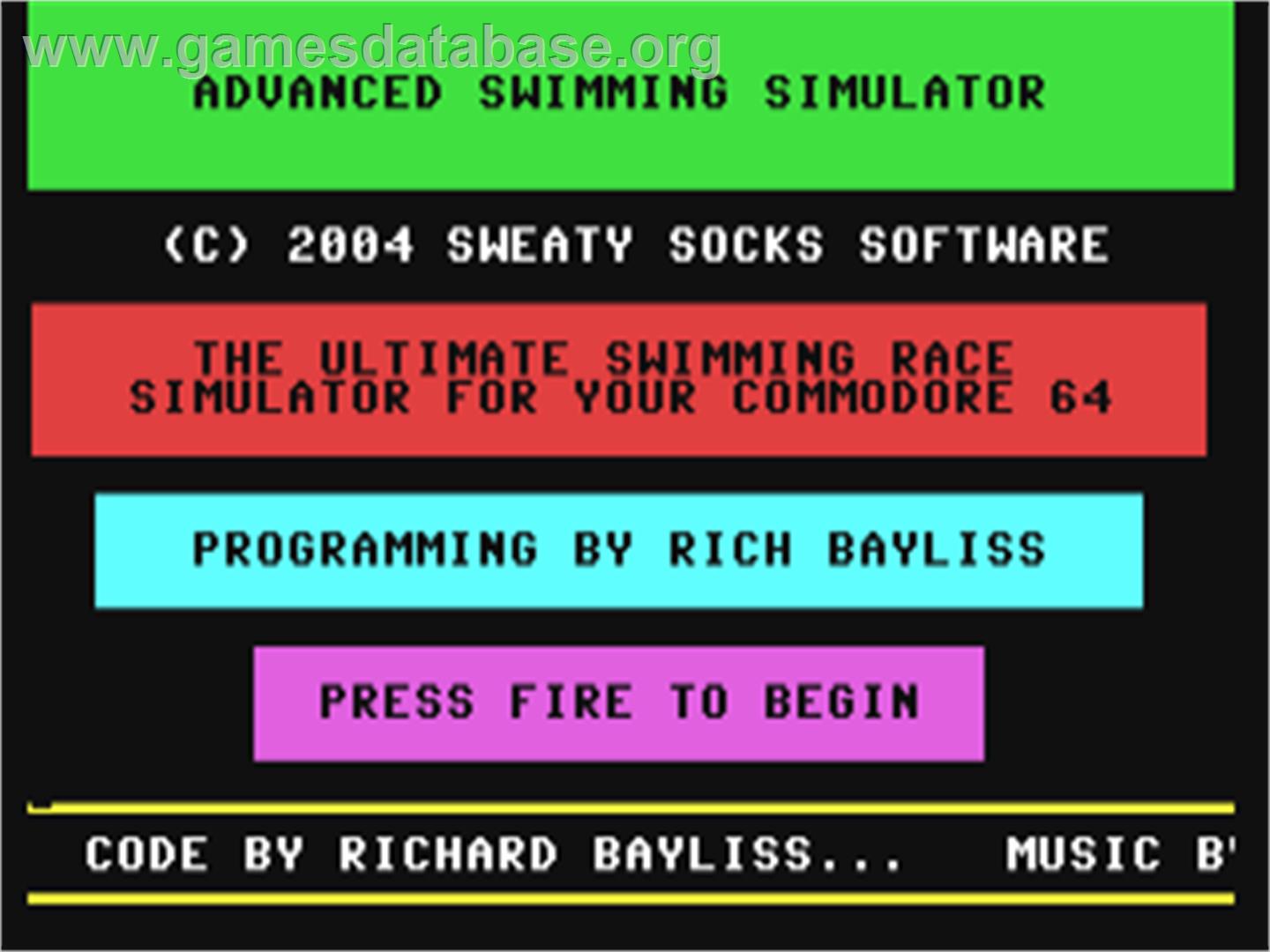 Advanced Swimming Simulator - Commodore 64 - Artwork - Title Screen
