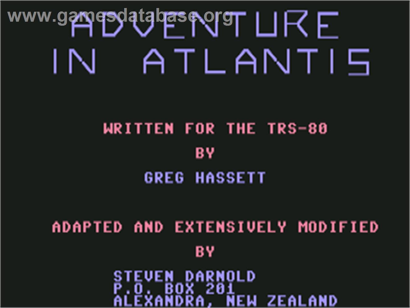 Adventure In Atlantis - Commodore 64 - Artwork - Title Screen