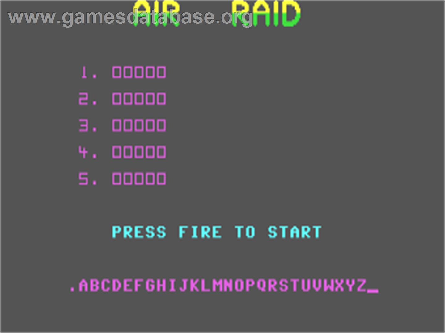 Air Raid - Commodore 64 - Artwork - Title Screen