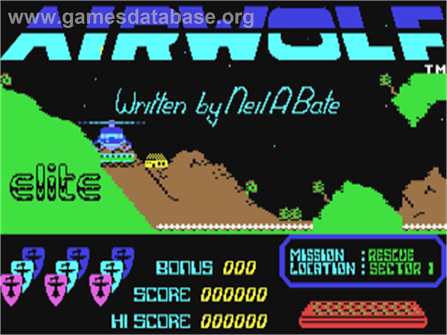 Airwolf - Commodore 64 - Artwork - Title Screen