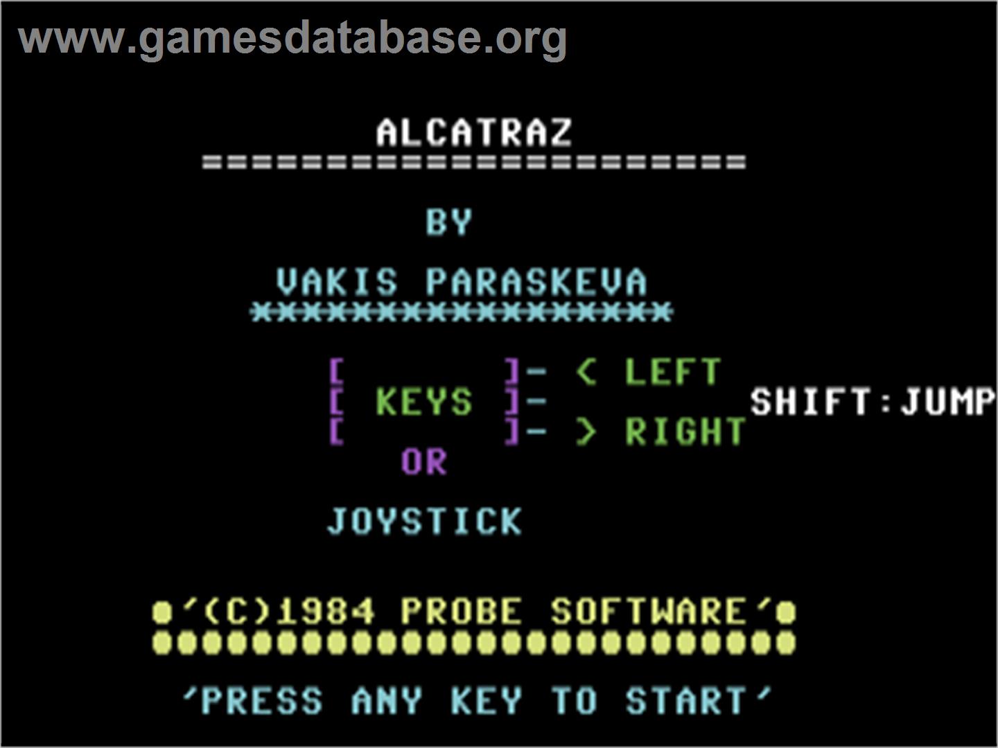 Alcatraz - Commodore 64 - Artwork - Title Screen