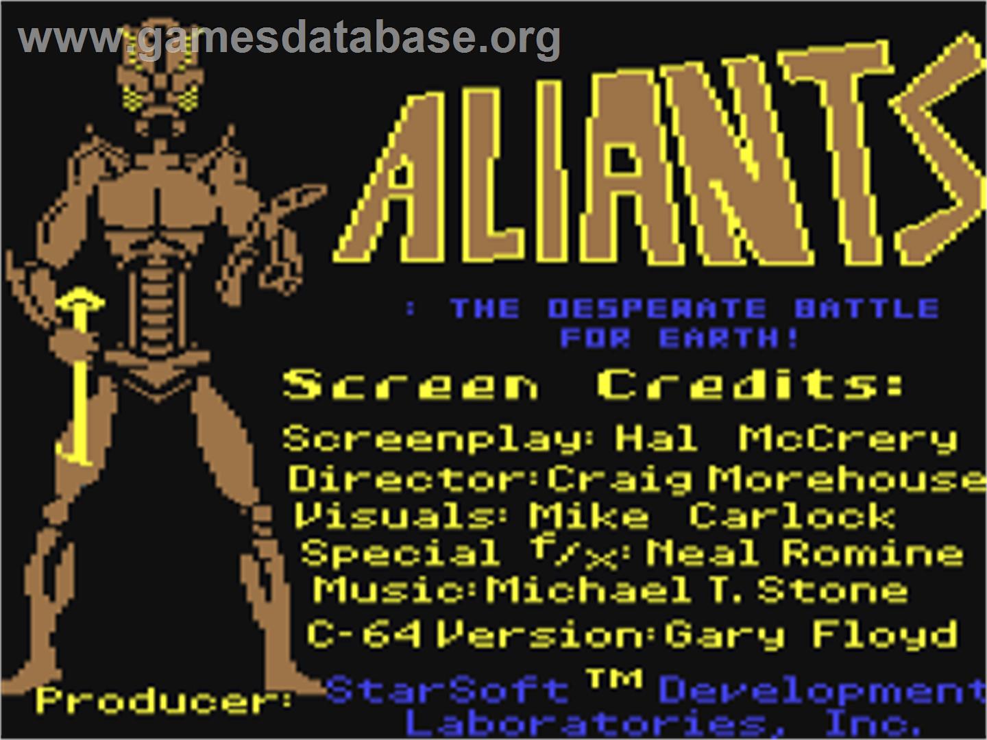 Aliants - The Desperate Battle For Earth - Commodore 64 - Artwork - Title Screen