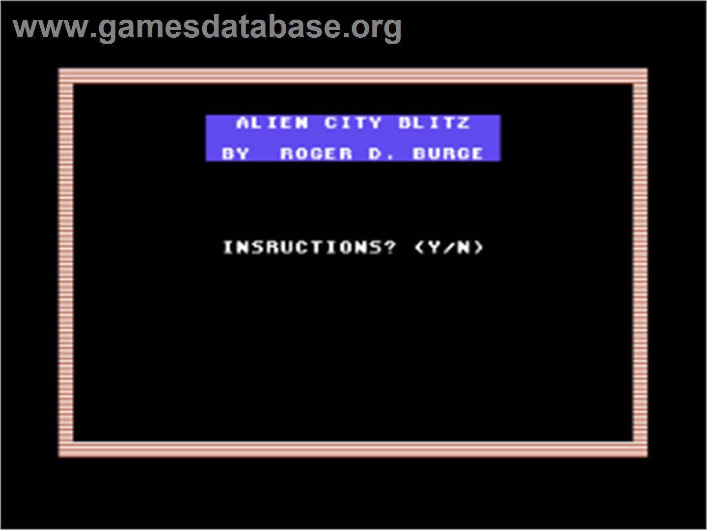 Alien City Blitz - Commodore 64 - Artwork - Title Screen