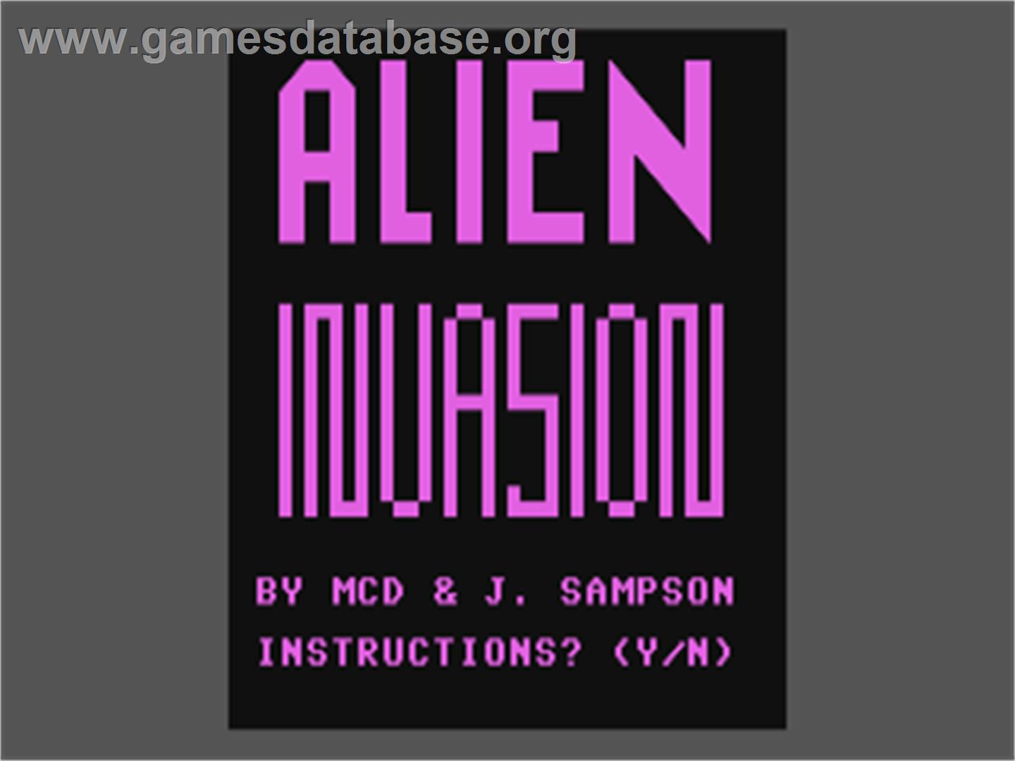 Alien Invasion - Commodore 64 - Artwork - Title Screen