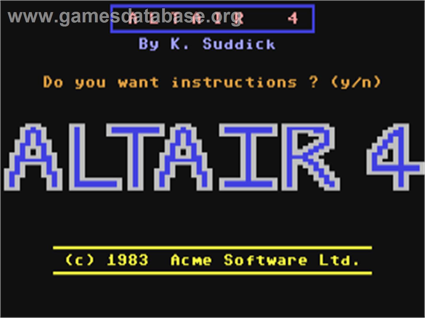 Altair 4 - Commodore 64 - Artwork - Title Screen
