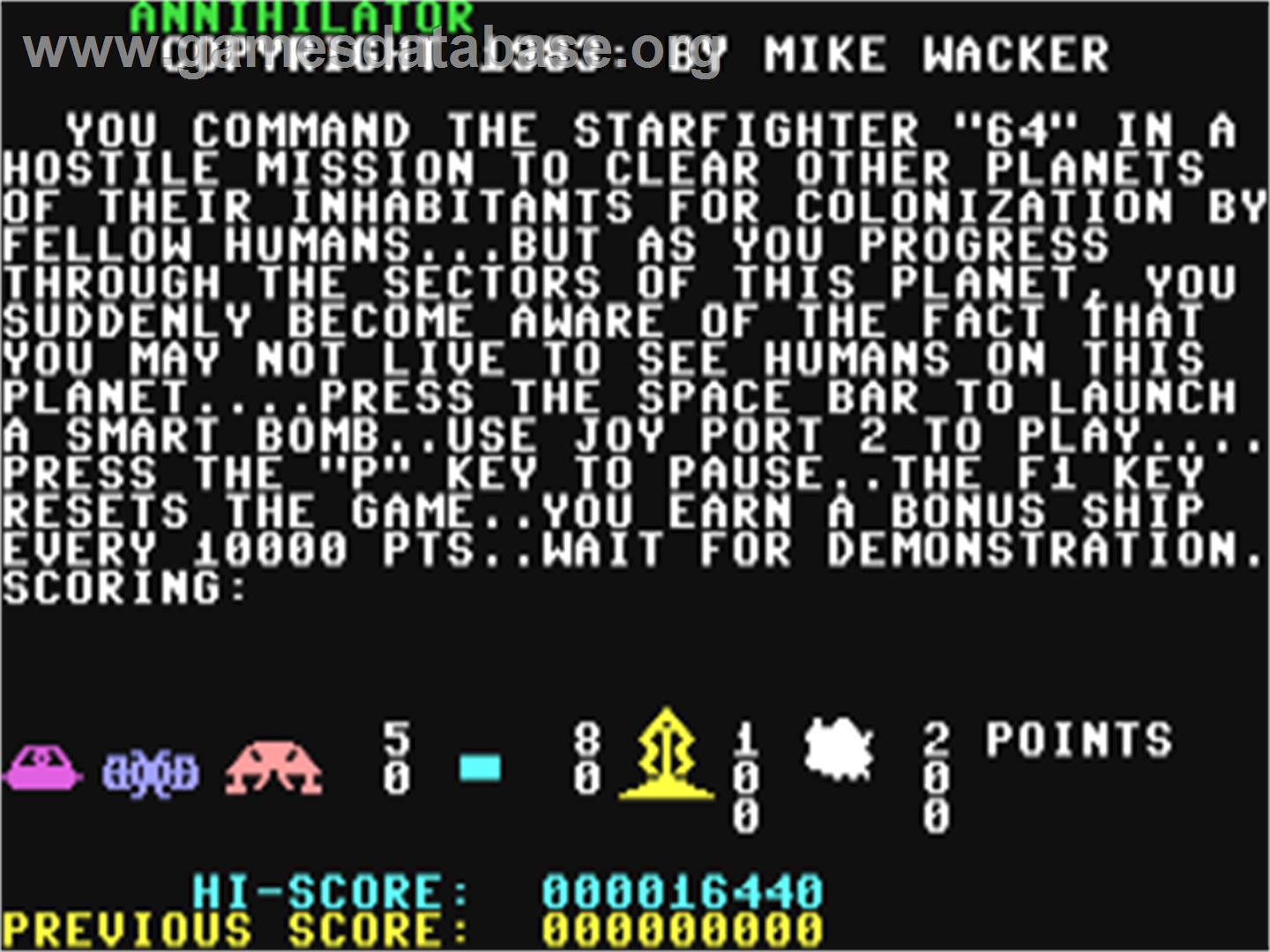 Annihilator - Commodore 64 - Artwork - Title Screen