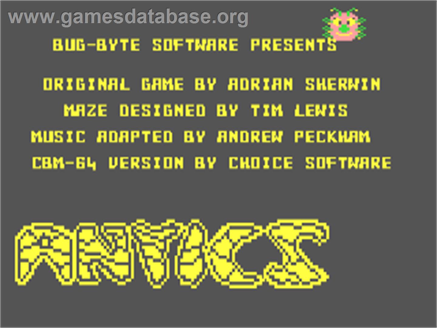 Antics (Bug-Byte) - Commodore 64 - Artwork - Title Screen