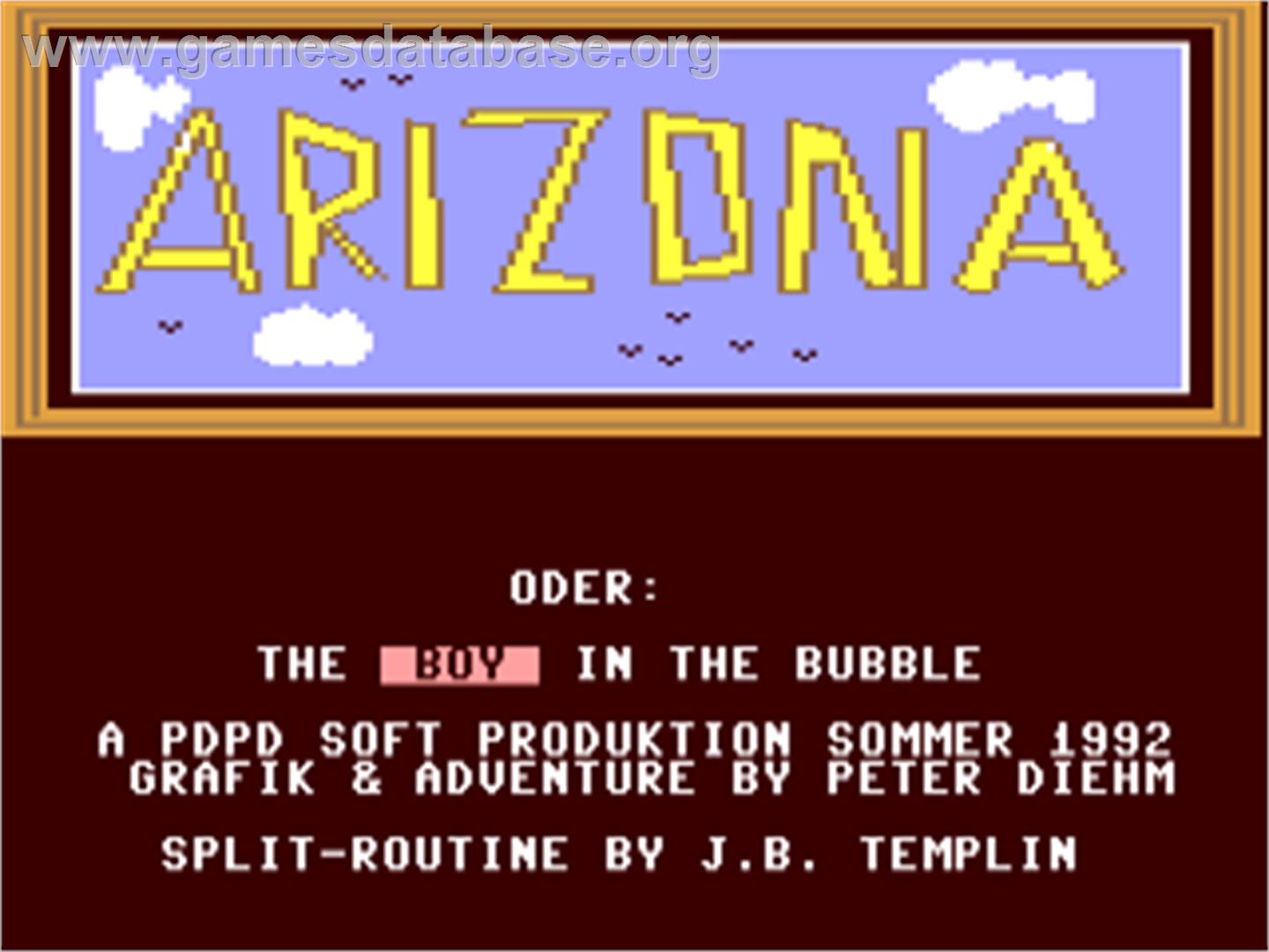 Arizona - The Boy In The Bubble - Commodore 64 - Artwork - Title Screen