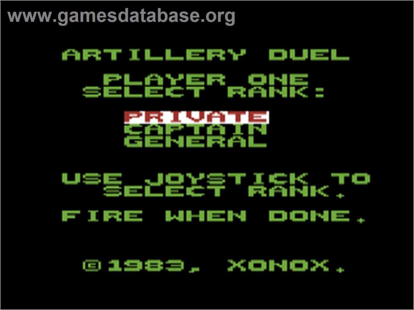Artillery Duel - Commodore 64 - Artwork - Title Screen