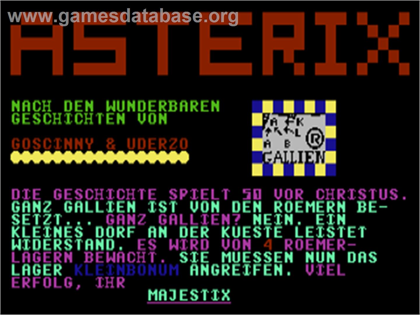 Asterix - Commodore 64 - Artwork - Title Screen