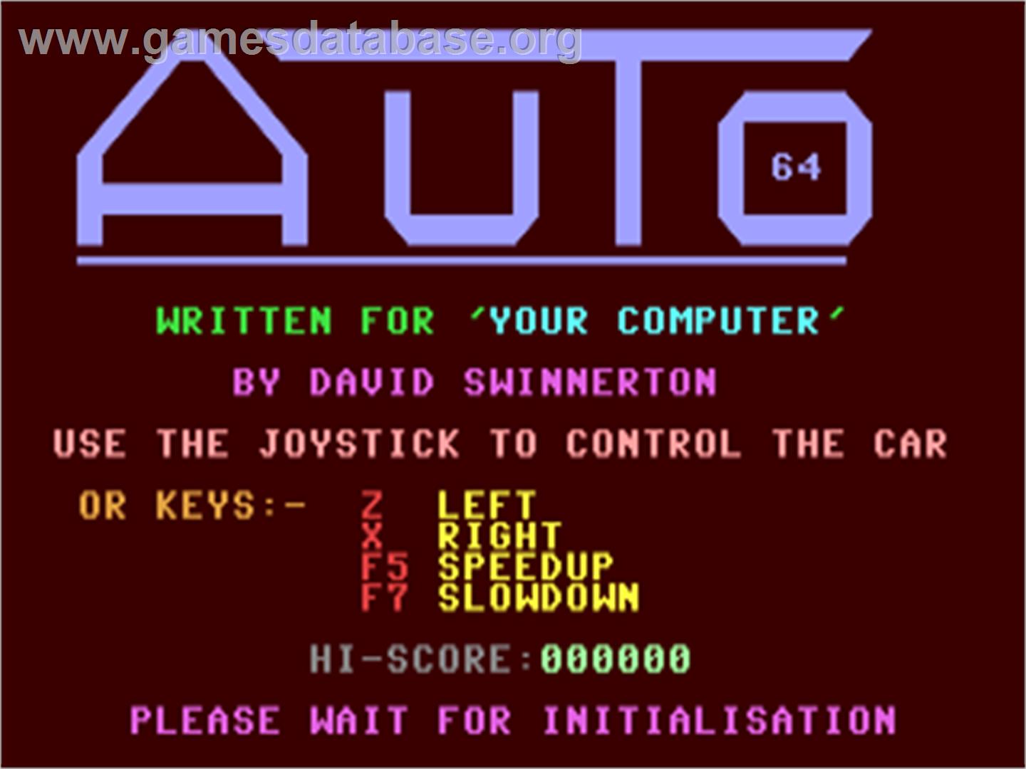 Auto 64 - Commodore 64 - Artwork - Title Screen