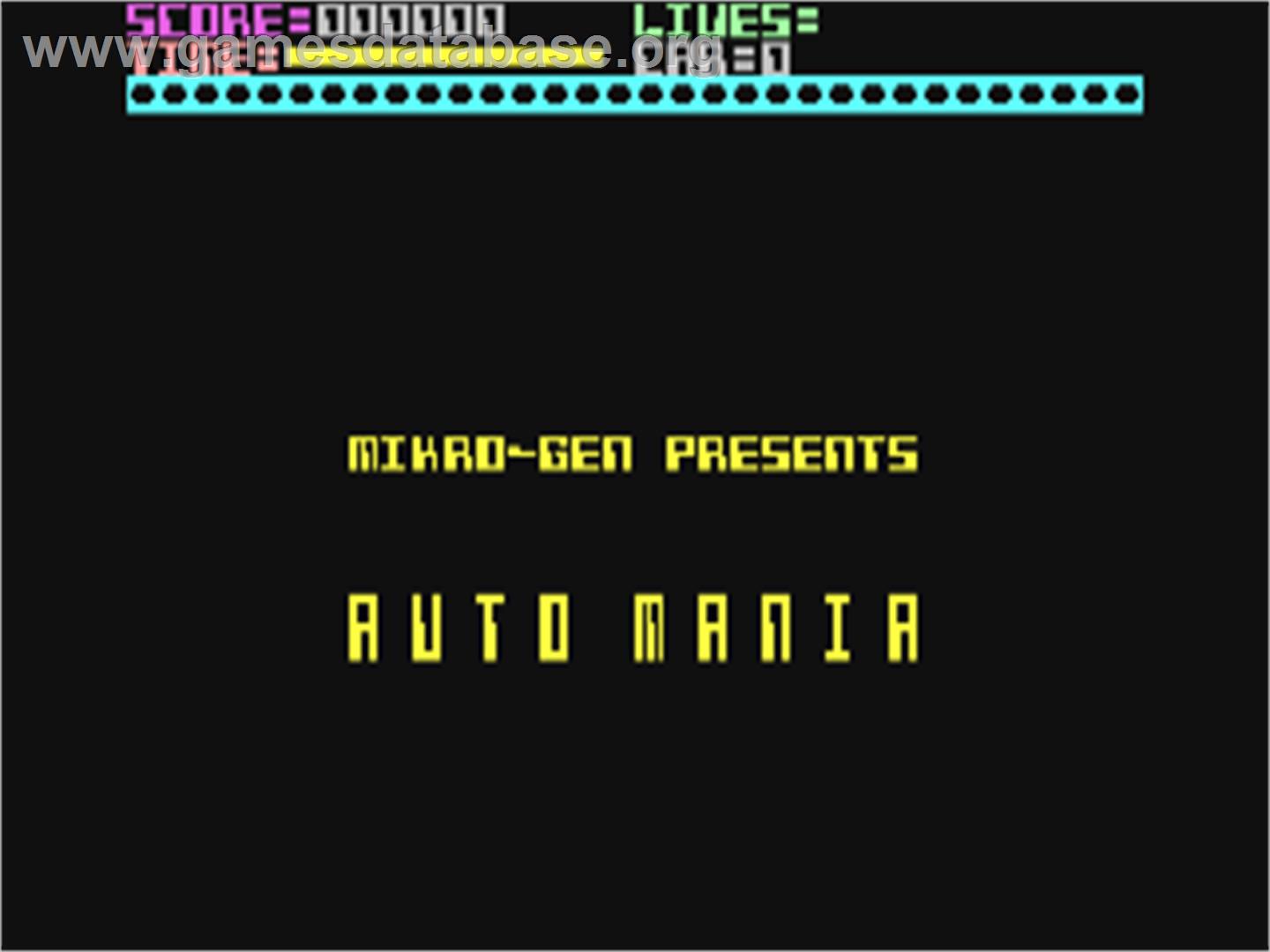 Automania - Commodore 64 - Artwork - Title Screen