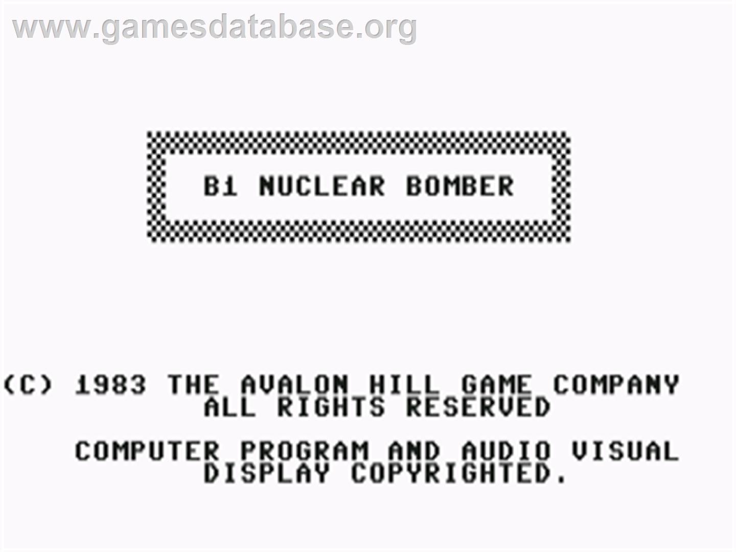 B-1 Nuclear Bomber - Commodore 64 - Artwork - Title Screen