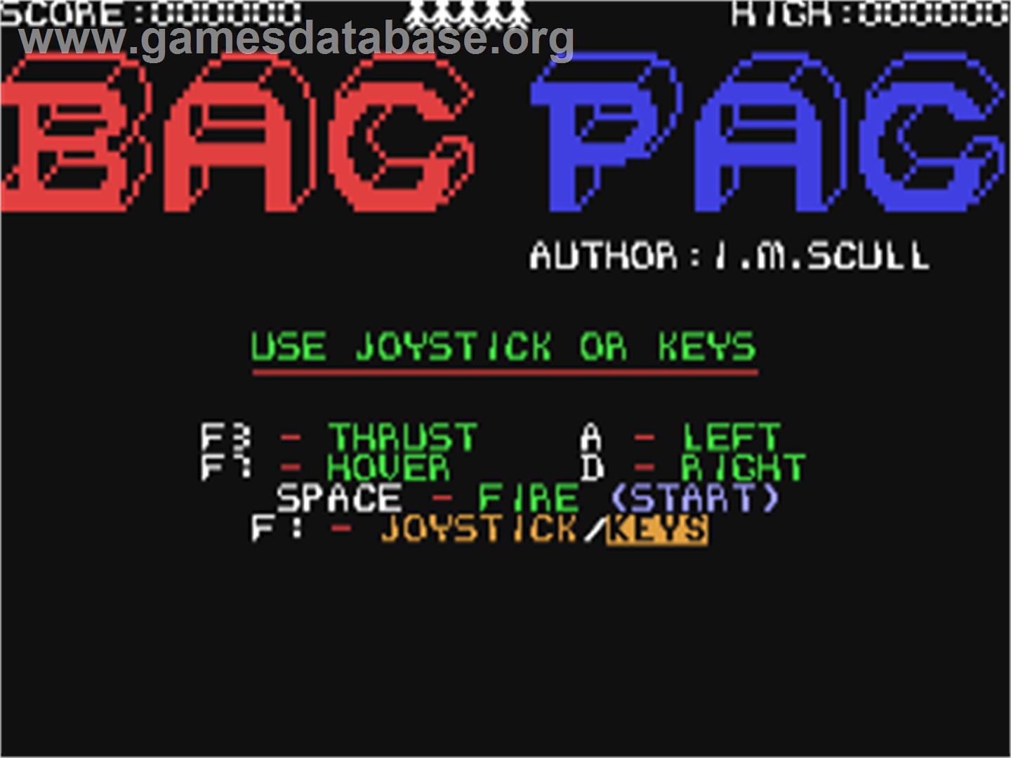 Bac Pac - Commodore 64 - Artwork - Title Screen