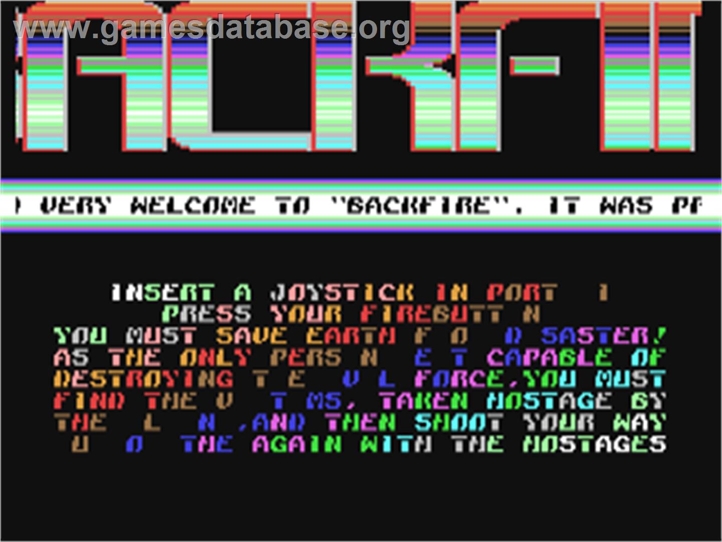Back Fire - Commodore 64 - Artwork - Title Screen