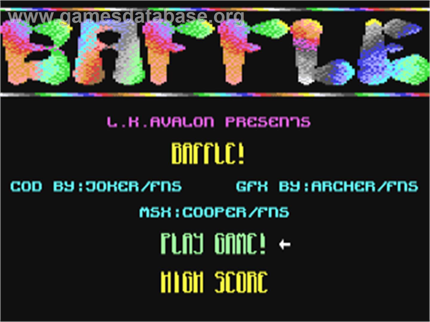 Baffle - Commodore 64 - Artwork - Title Screen