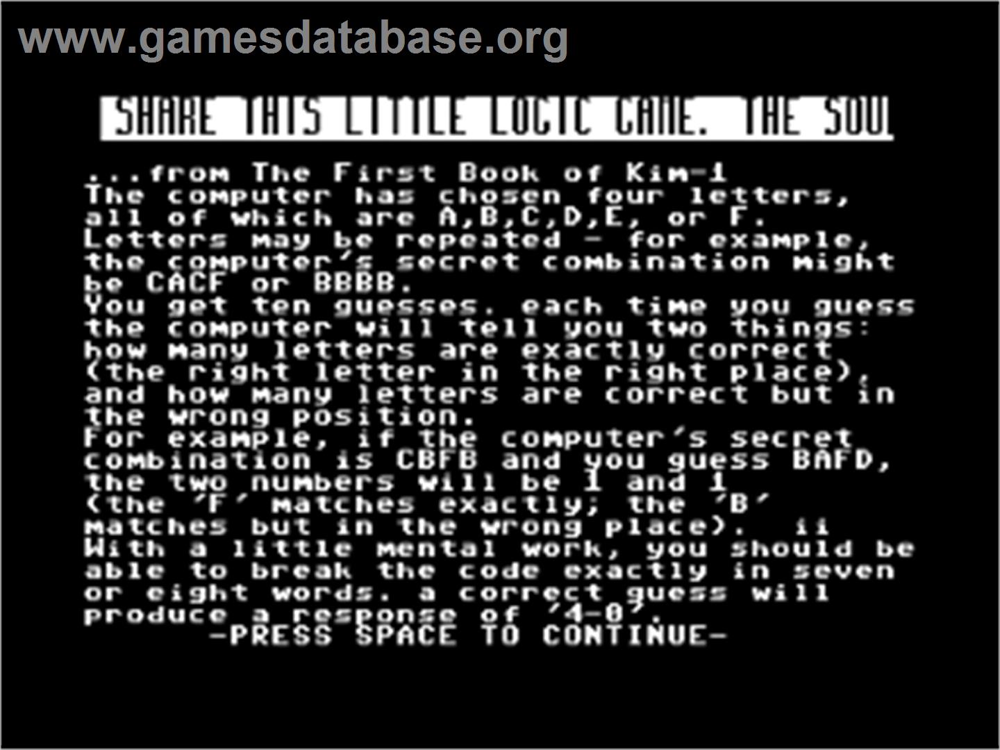Bagels - Commodore 64 - Artwork - Title Screen