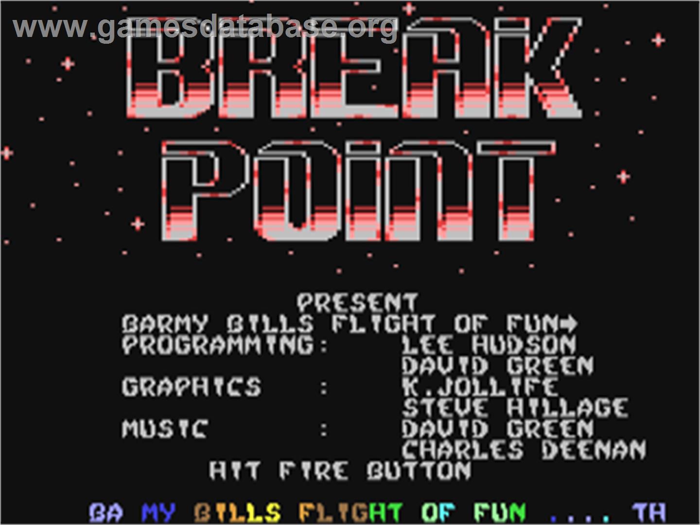 Barmy Bill's Flight Of Fun - Commodore 64 - Artwork - Title Screen