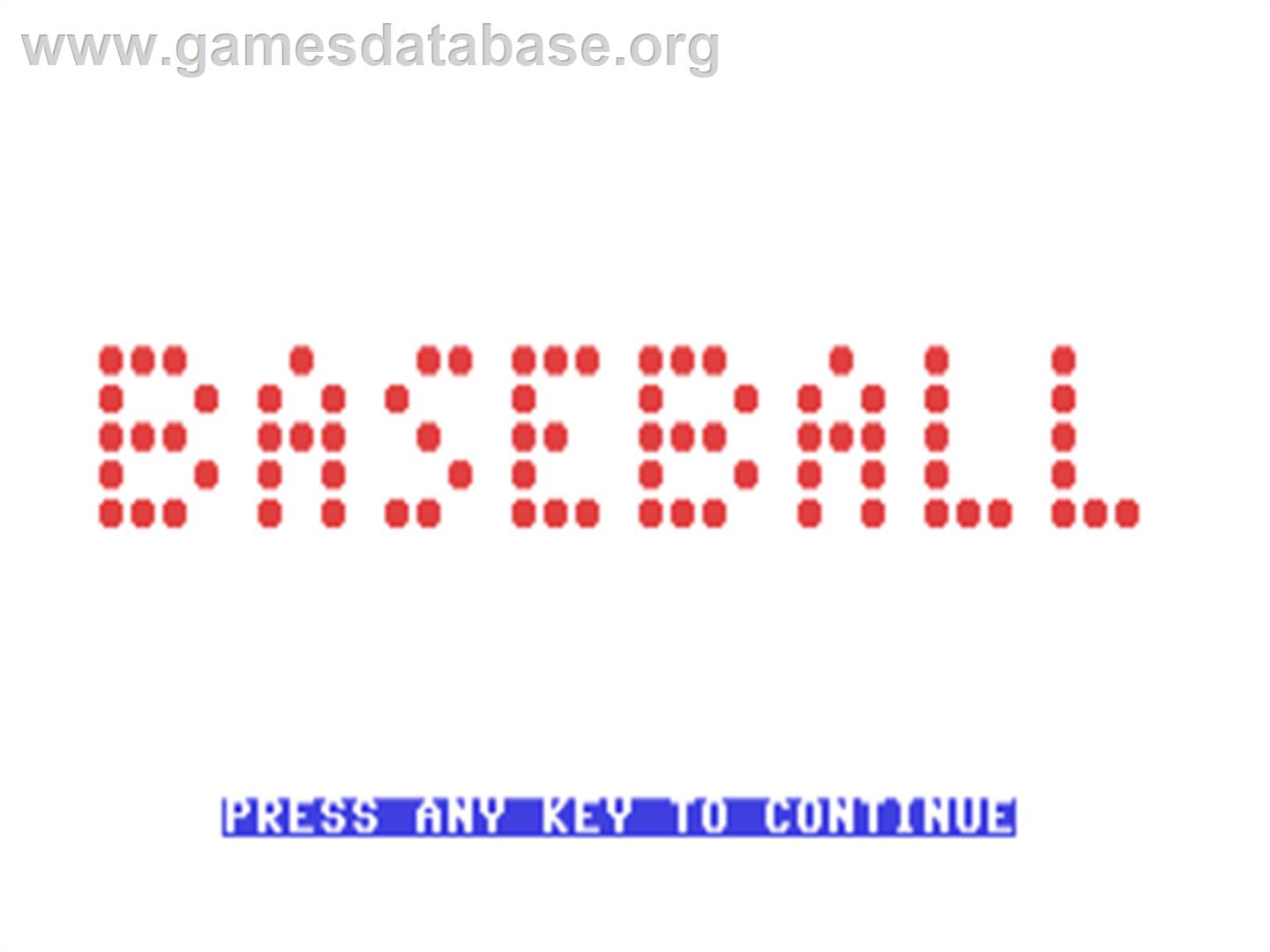 Baseball - Commodore 64 - Artwork - Title Screen