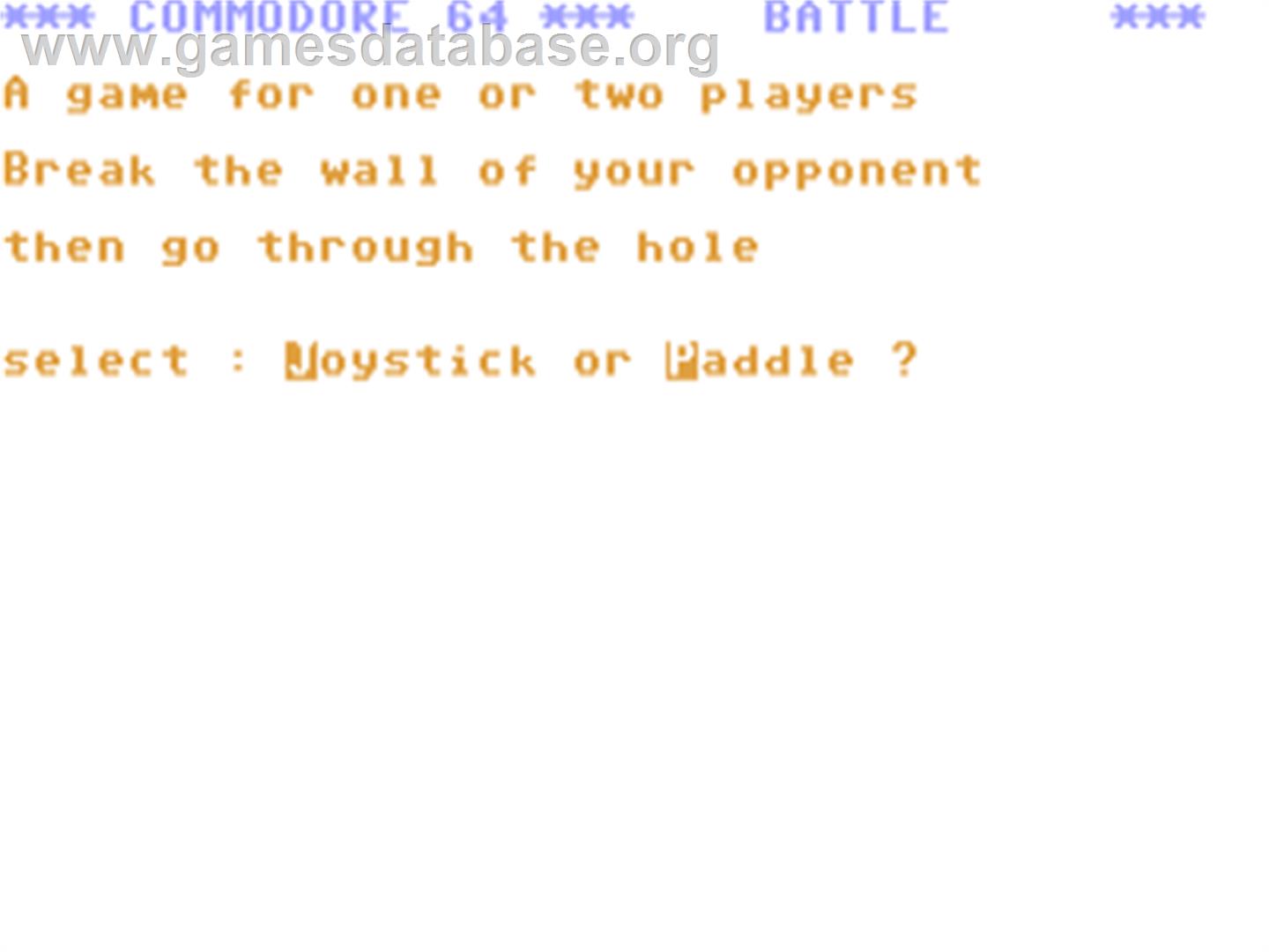 Battle - Commodore 64 - Artwork - Title Screen