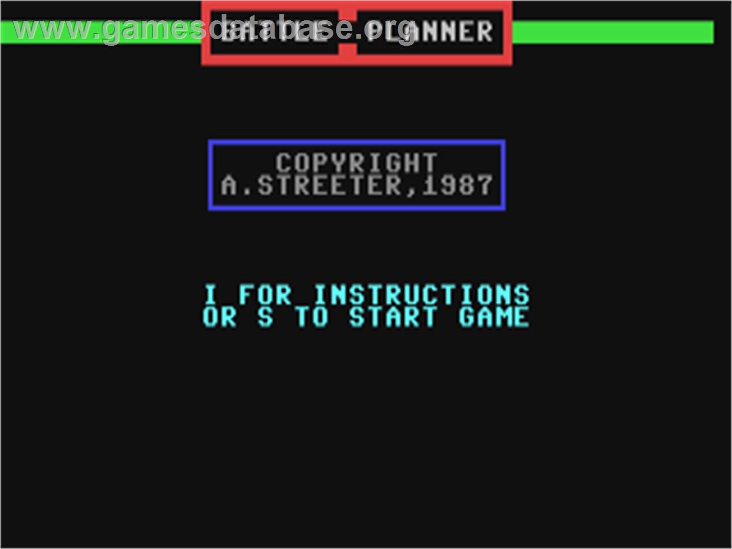 Battle Planner - Commodore 64 - Artwork - Title Screen