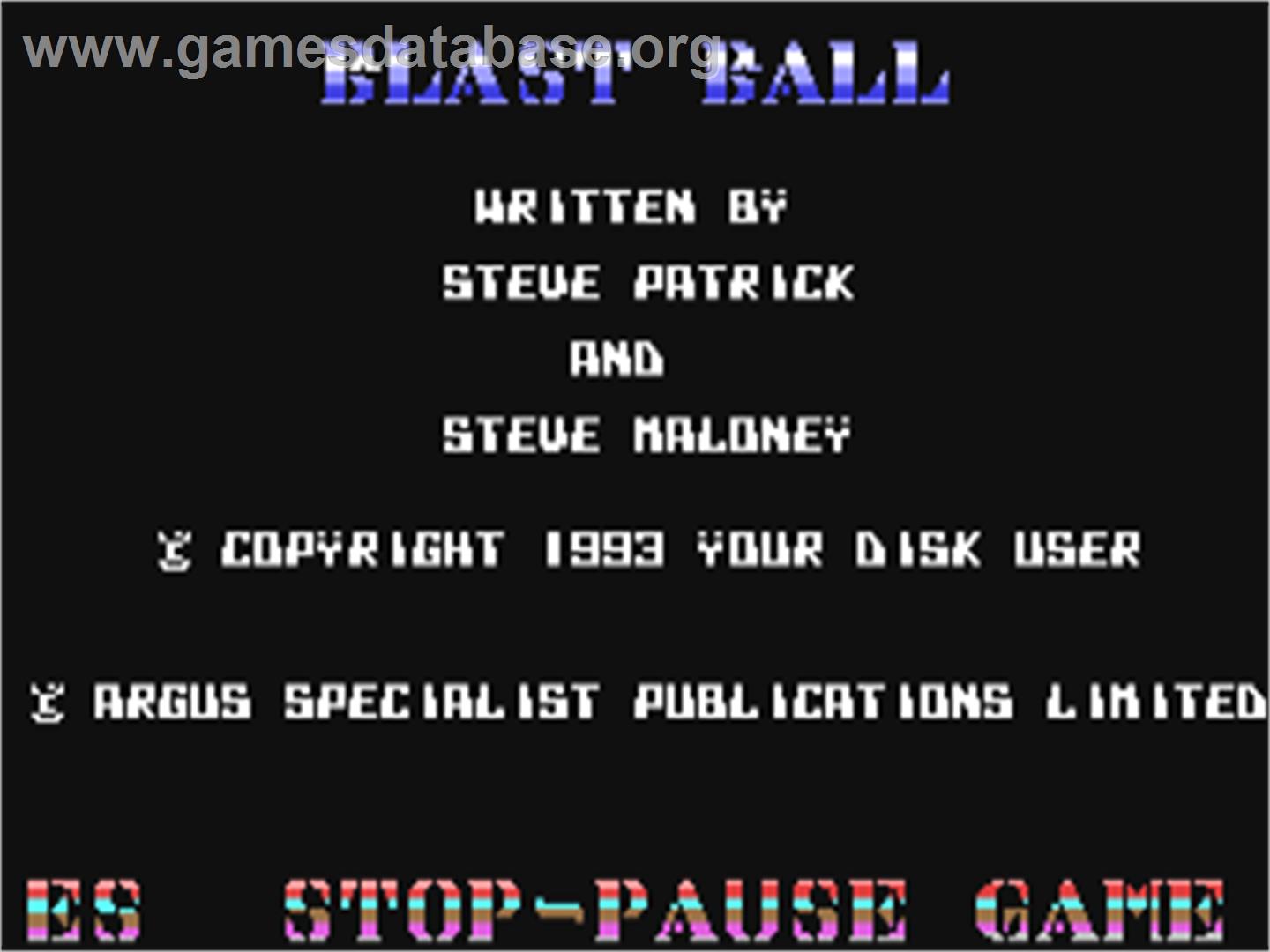 Blast Ball - Commodore 64 - Artwork - Title Screen