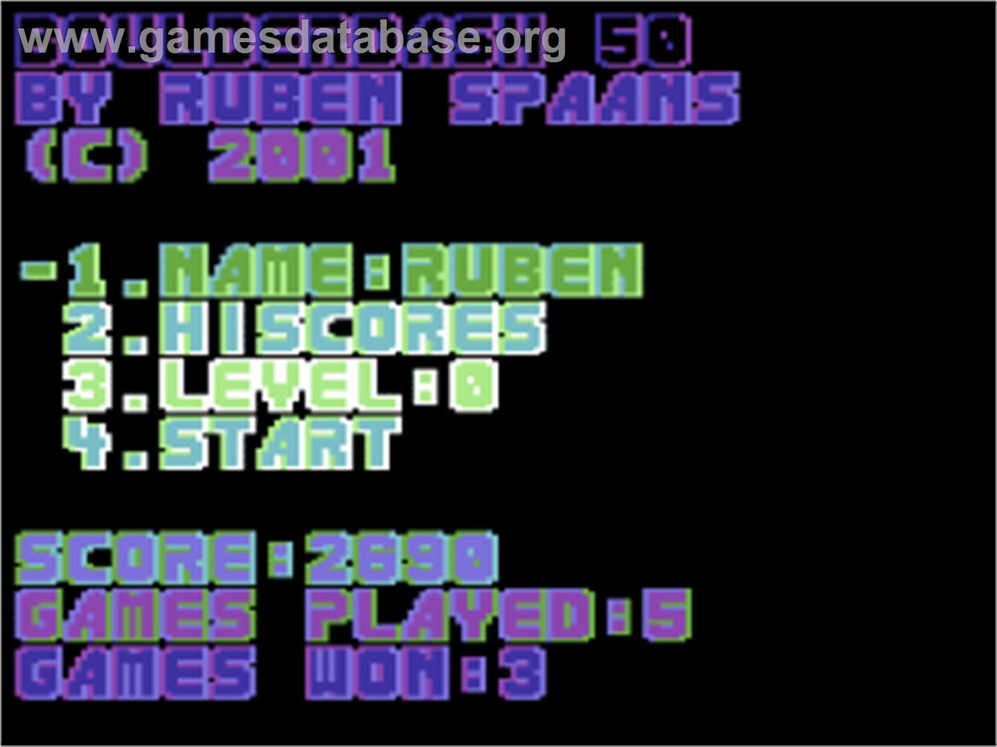 Boulder Dash 50 - Commodore 64 - Artwork - Title Screen
