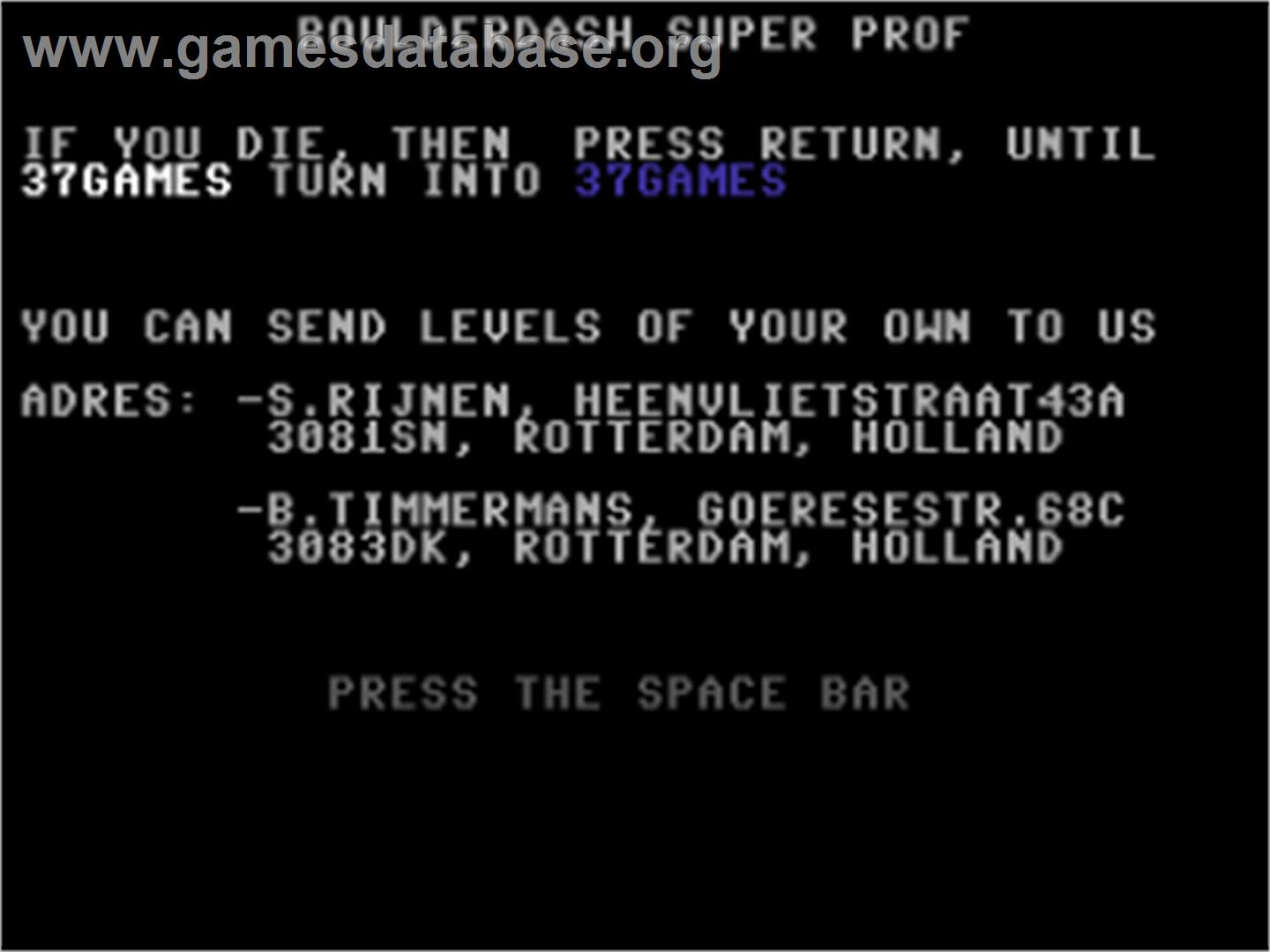 Boulder Dash Super Prof - Commodore 64 - Artwork - Title Screen