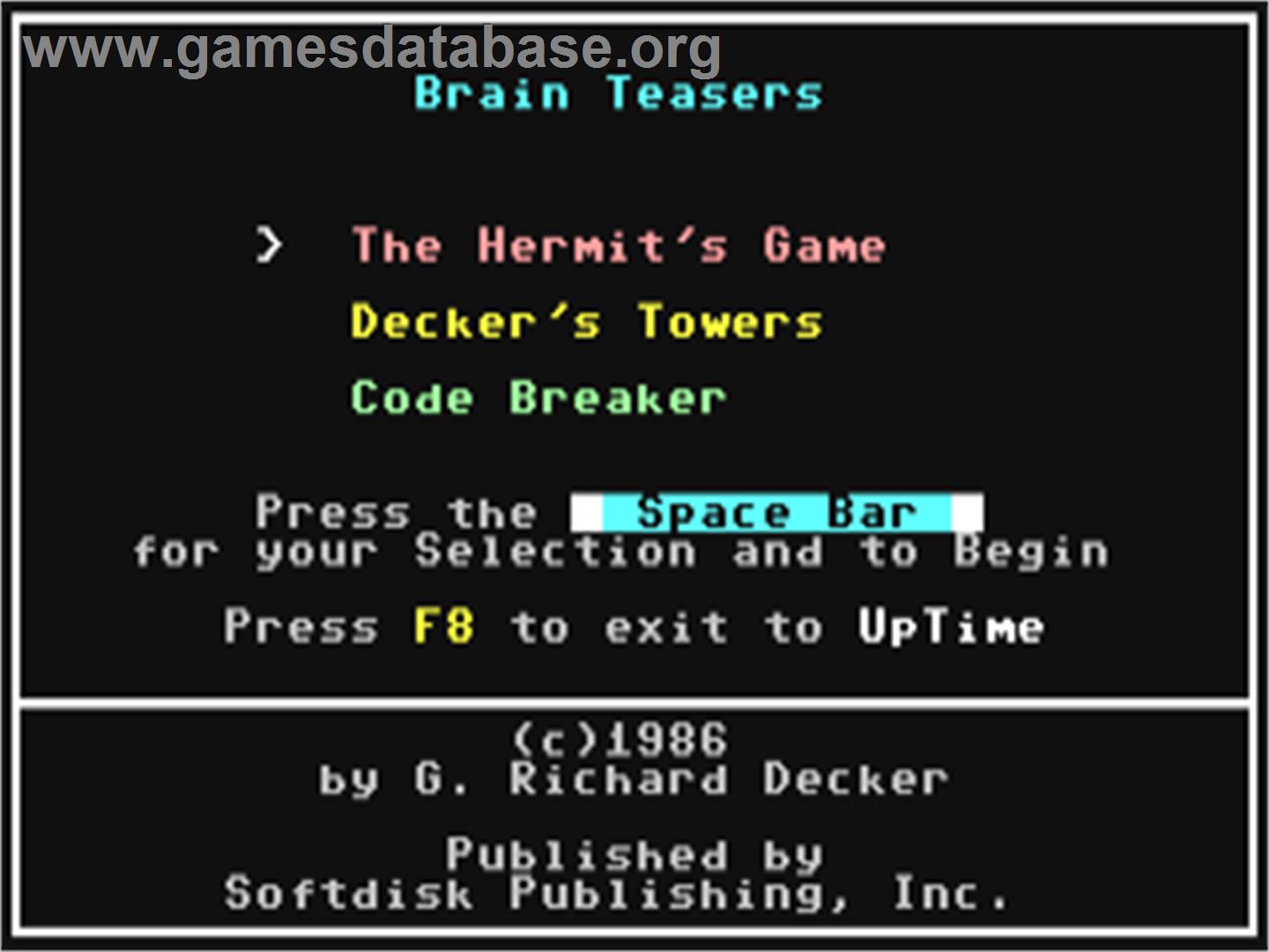 Brain Teasers - Commodore 64 - Artwork - Title Screen