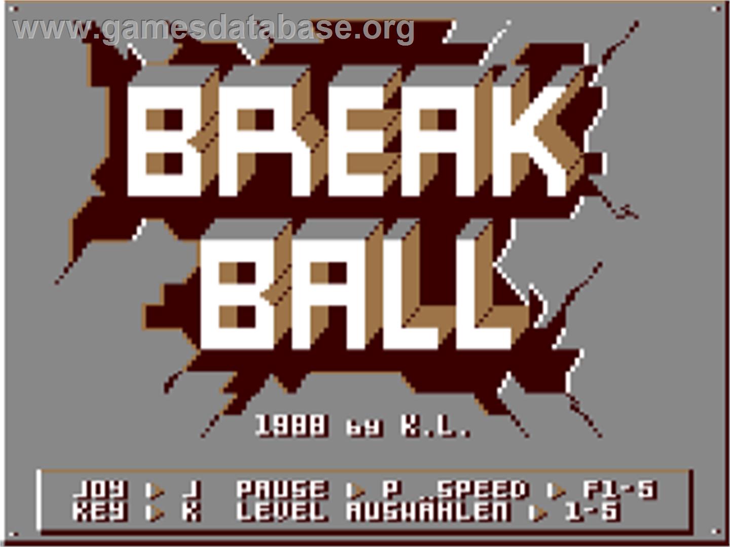 Break Ball - Commodore 64 - Artwork - Title Screen