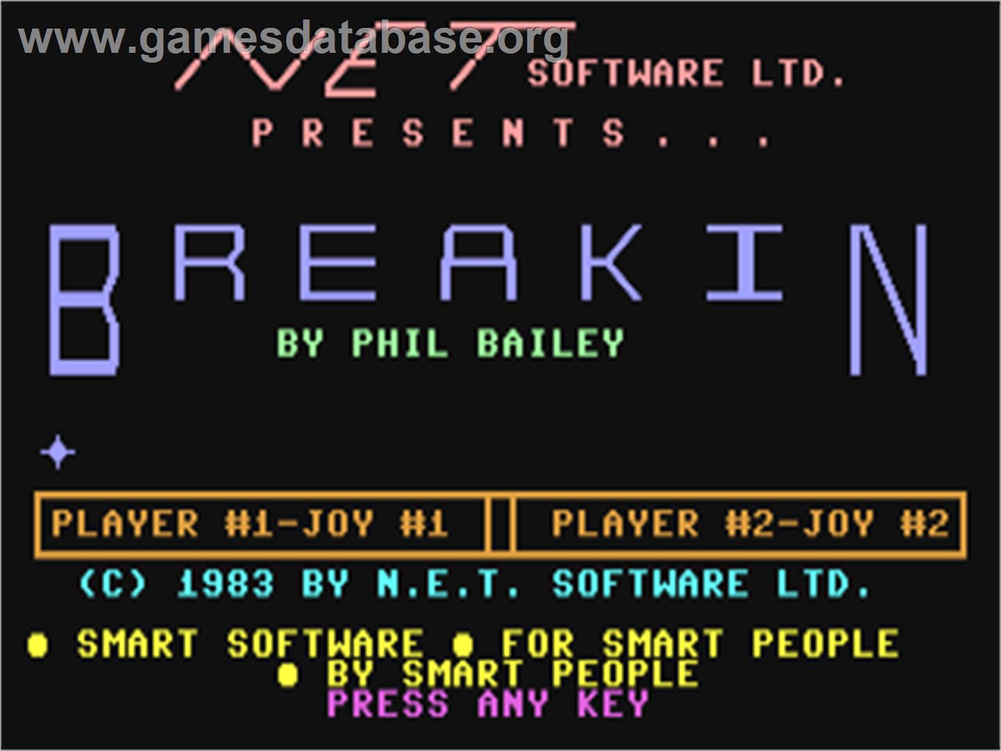Break in / Break-in (Powerrun) - Commodore 64 - Artwork - Title Screen