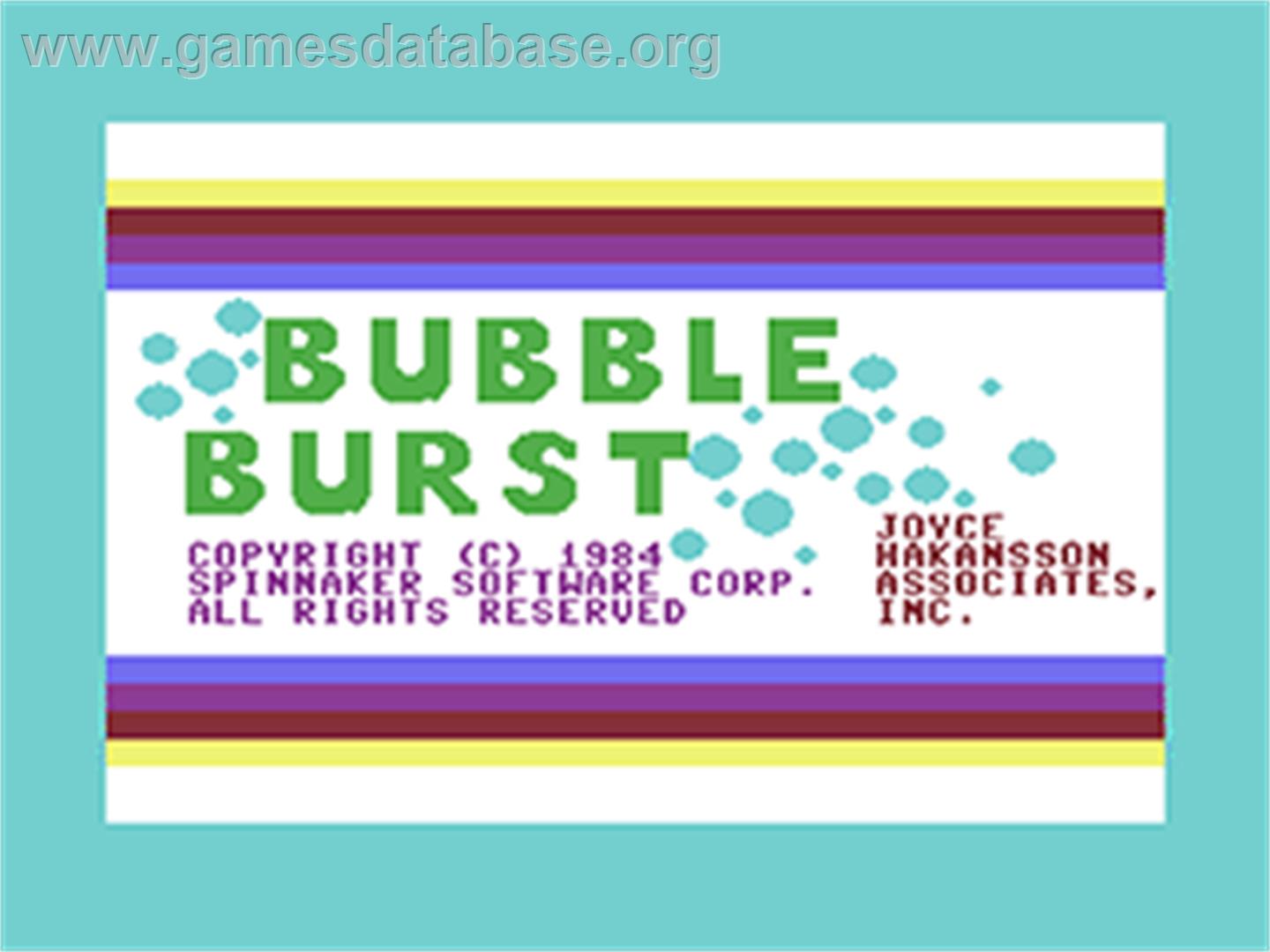 Bubble Burst / Bubble Busters - Commodore 64 - Artwork - Title Screen
