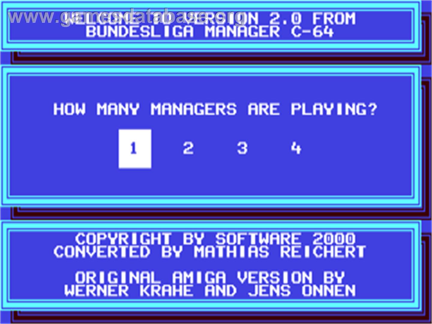 Bundesliga Manager - Commodore 64 - Artwork - Title Screen