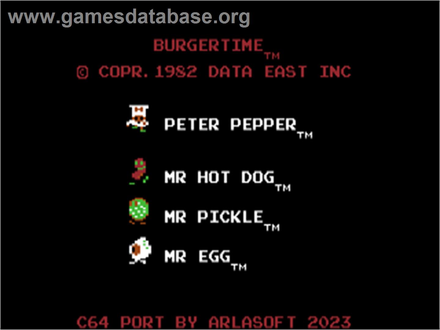 Burger Time - Commodore 64 - Artwork - Title Screen