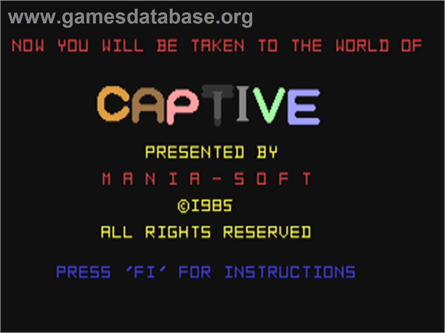 Captive - Commodore 64 - Artwork - Title Screen