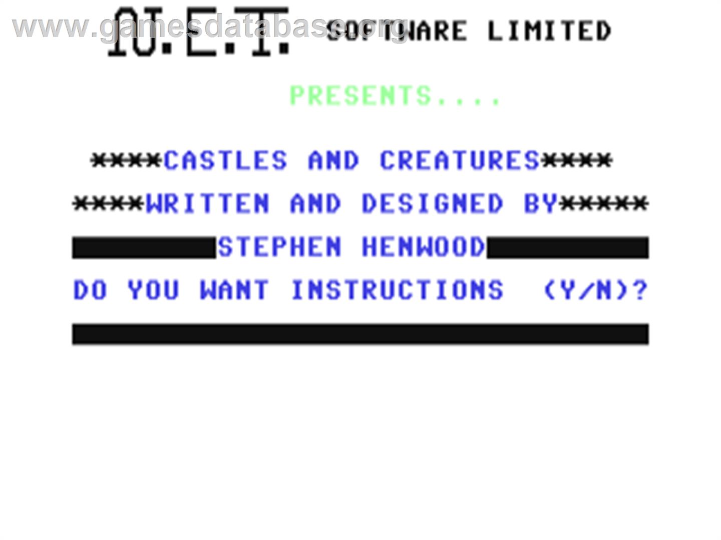 Castles And Creatures - Commodore 64 - Artwork - Title Screen