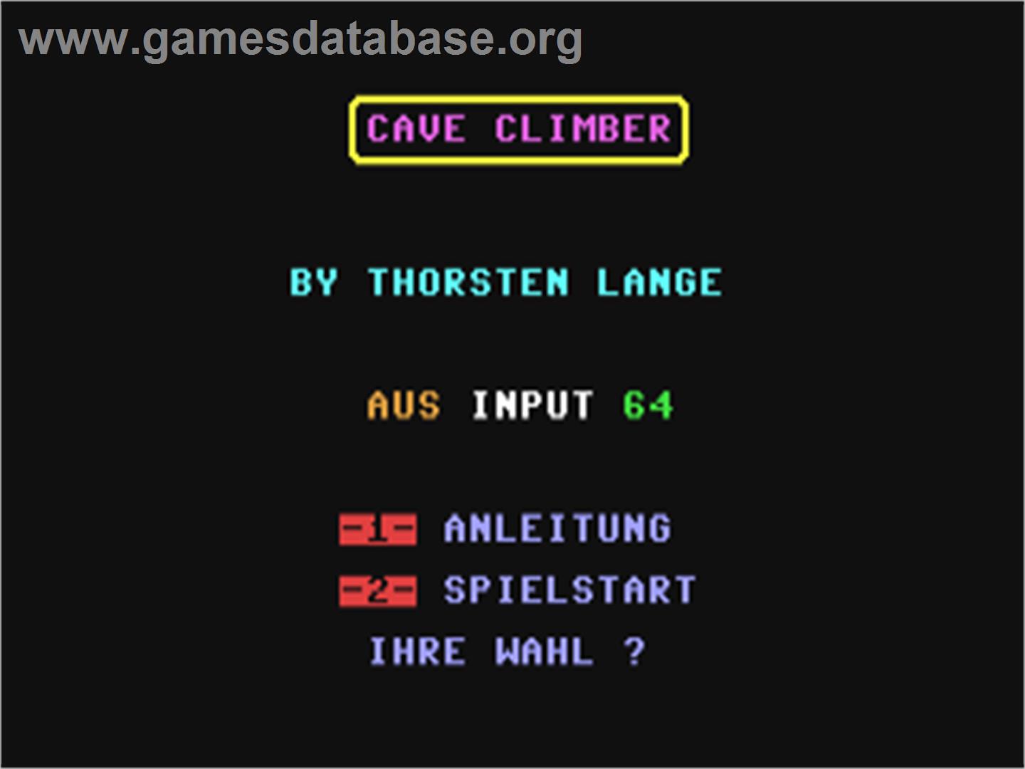 Cave Climber / Rock'n Rope - Commodore 64 - Artwork - Title Screen