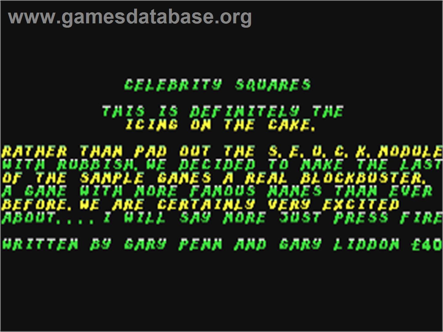 Celebrity Squares - Commodore 64 - Artwork - Title Screen