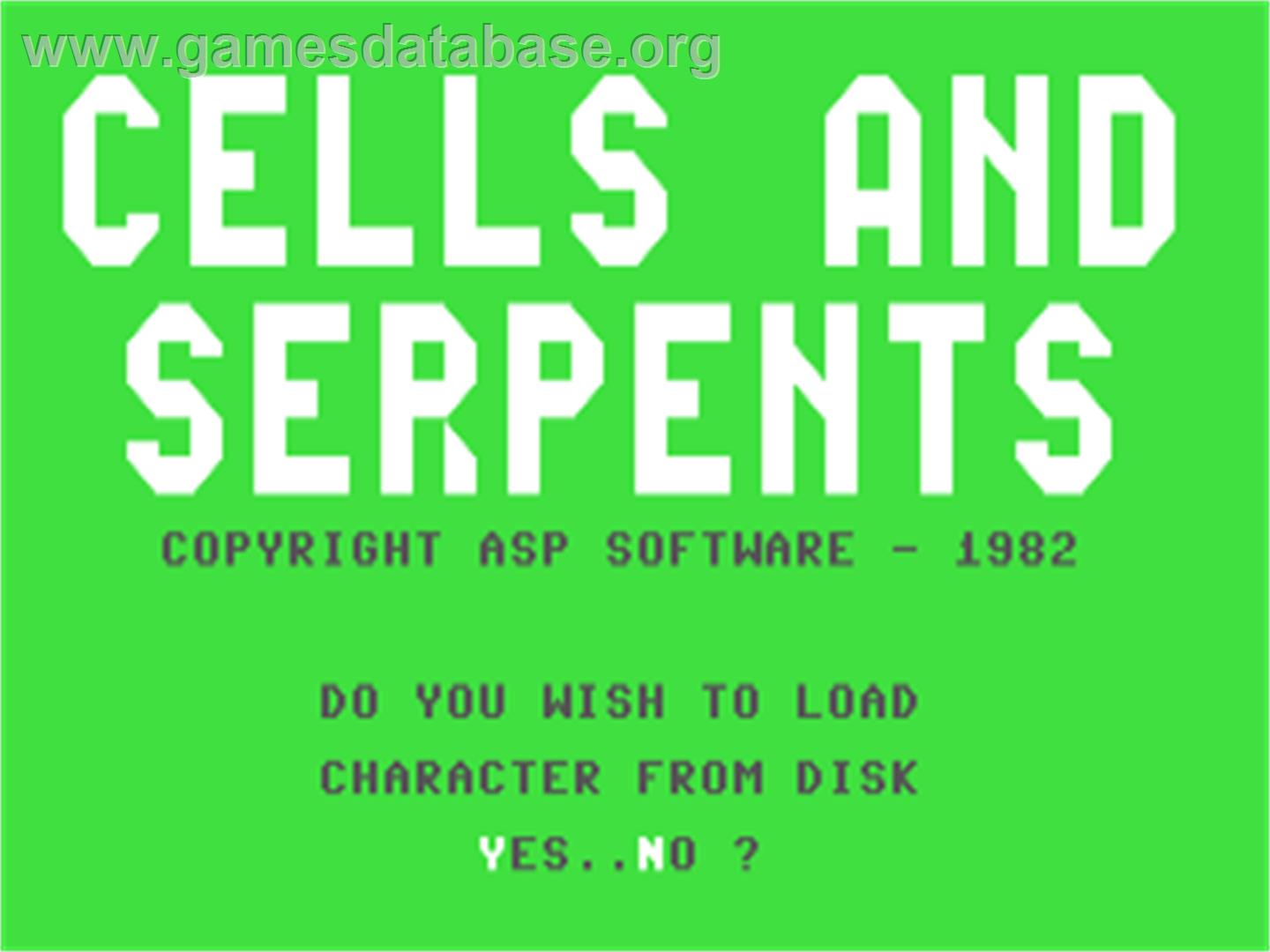 Cells And Serpents - Commodore 64 - Artwork - Title Screen