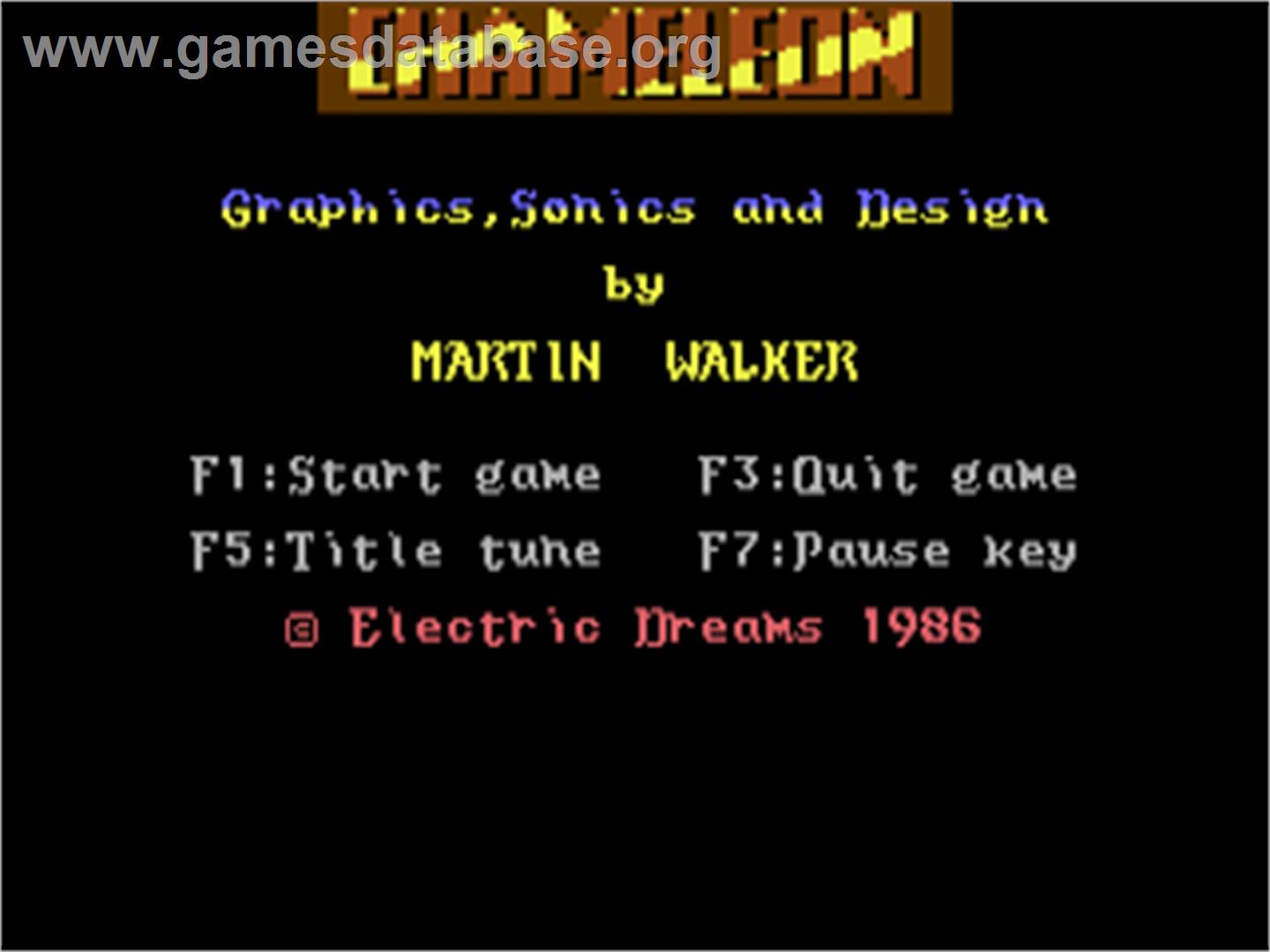 Chameleon (Electric Dreams Software) - Commodore 64 - Artwork - Title Screen