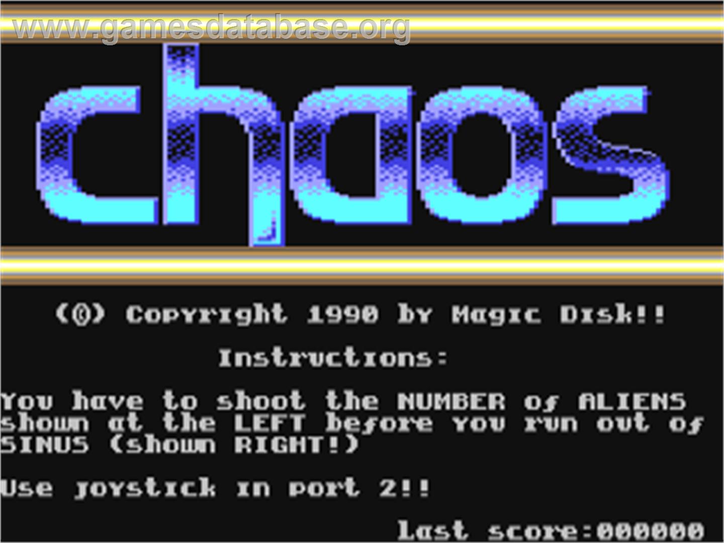 Chaos - Commodore 64 - Artwork - Title Screen