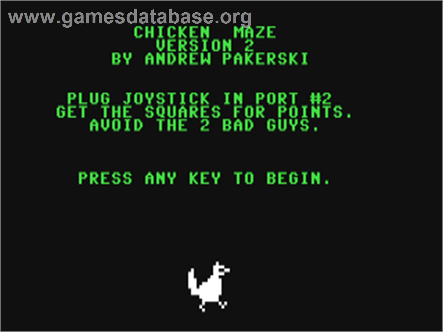 Chicken Maze - Commodore 64 - Artwork - Title Screen