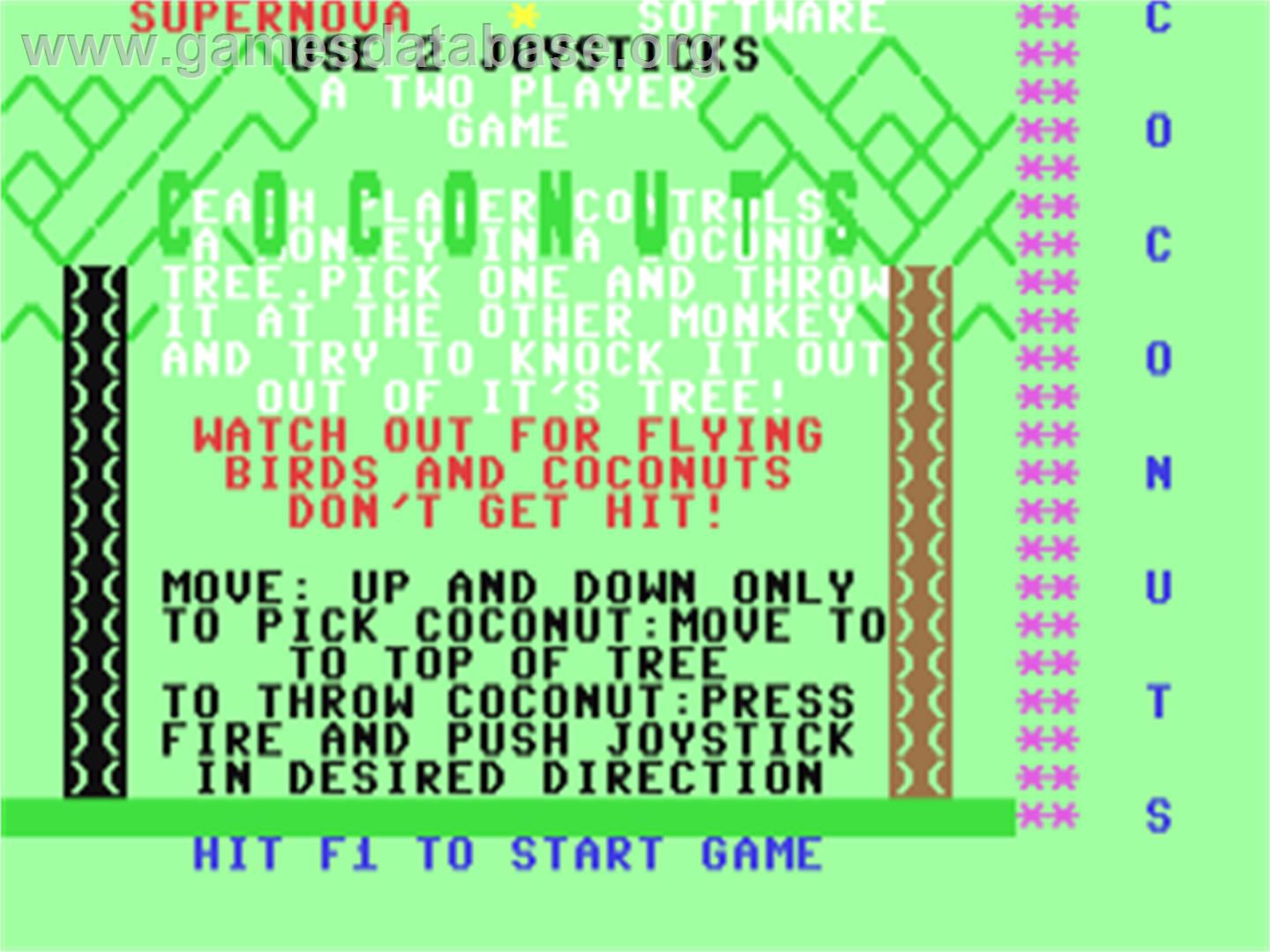Coconuts - Commodore 64 - Artwork - Title Screen
