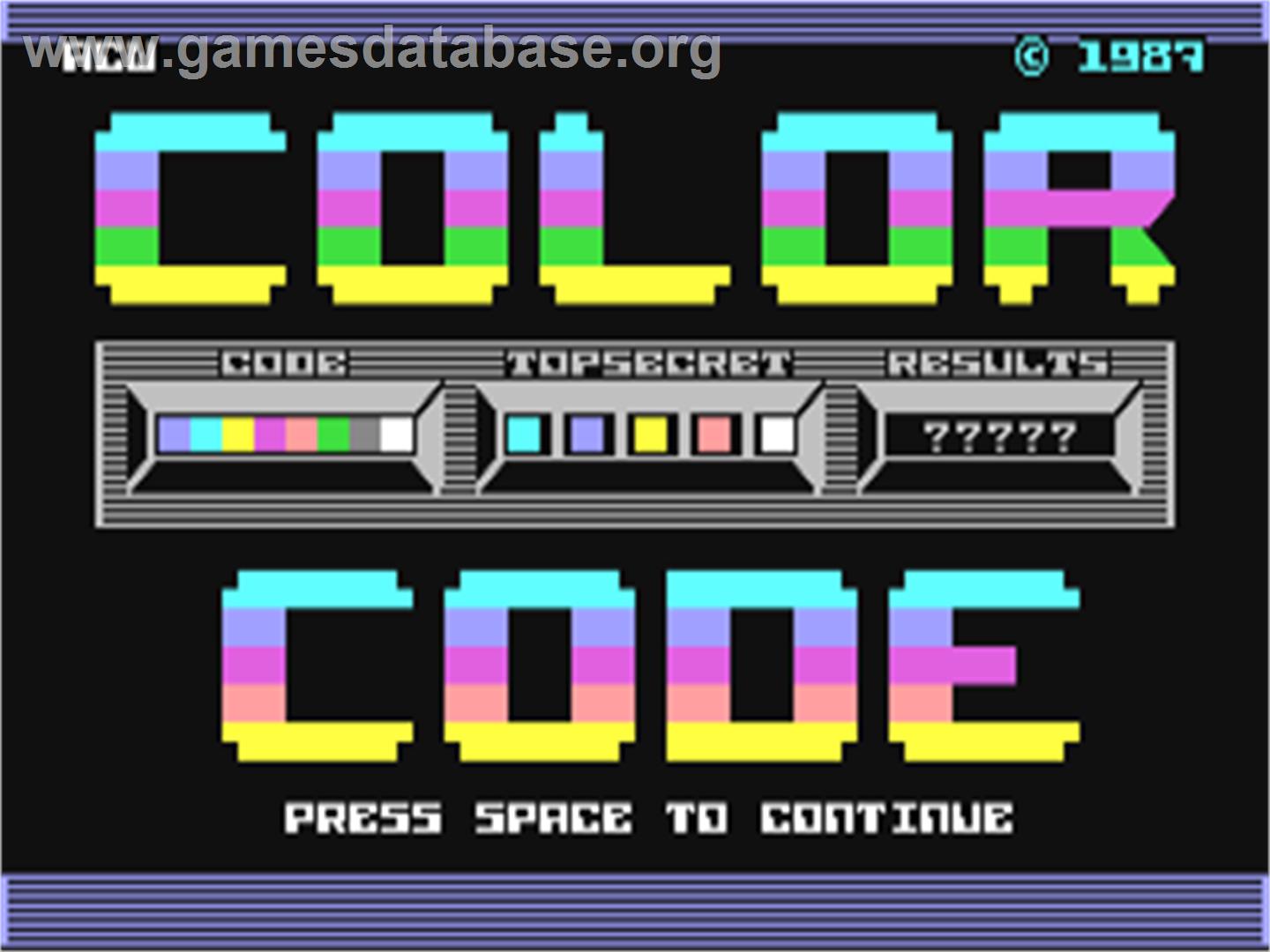 Color Code (ACW Software) - Commodore 64 - Artwork - Title Screen