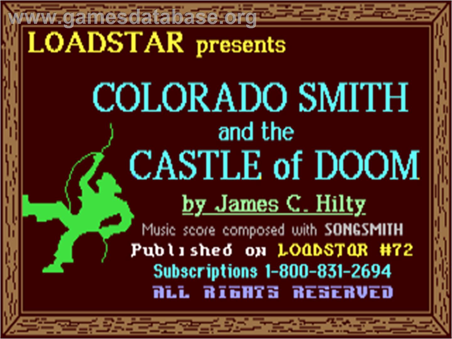 Colorado Smith and the Castle of Doom - Commodore 64 - Artwork - Title Screen