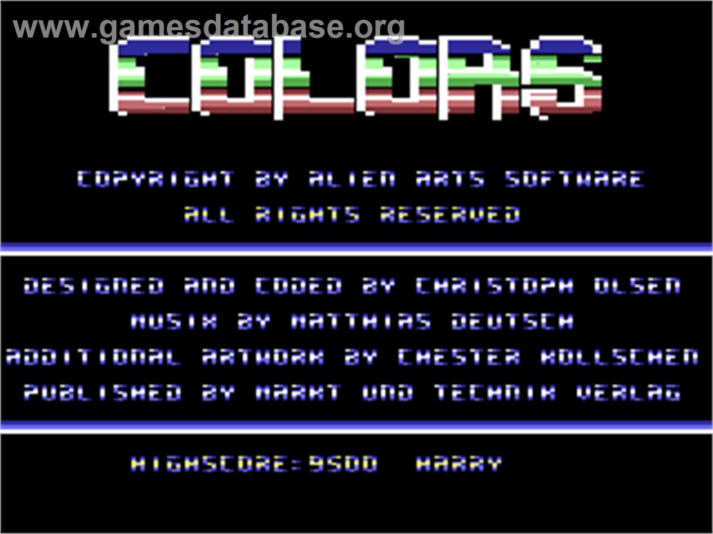 Colors (Unknown) - Commodore 64 - Artwork - Title Screen