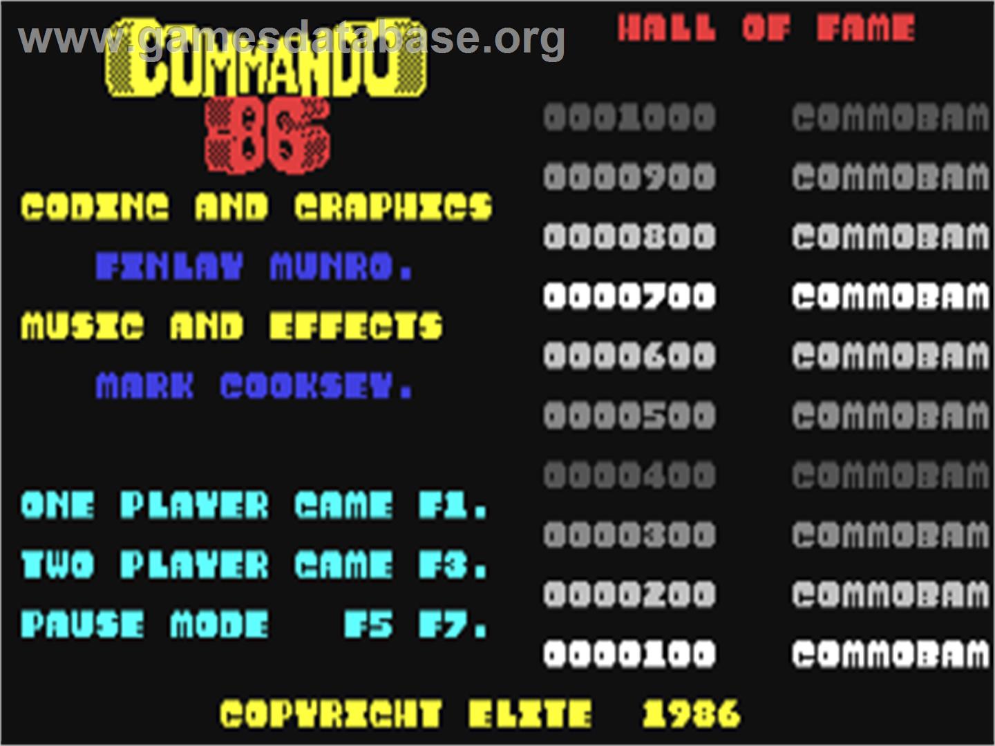 Commando 86 - Commodore 64 - Artwork - Title Screen