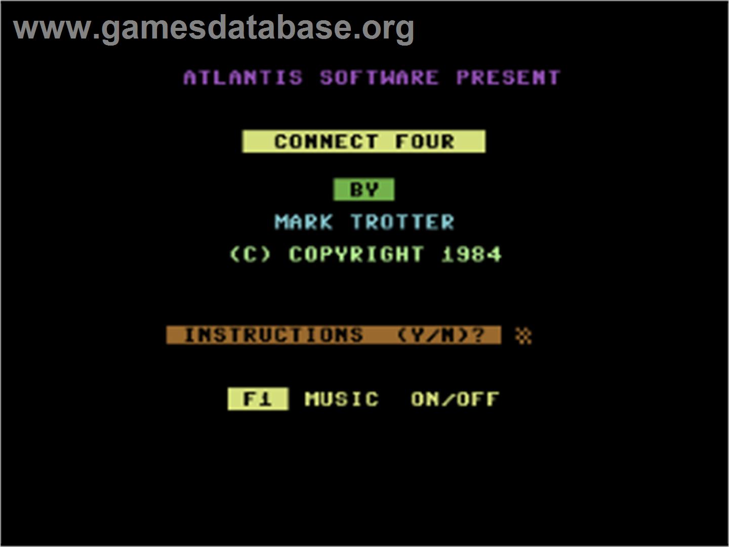 Connect 4 (Keith Pomakis) - Commodore 64 - Artwork - Title Screen