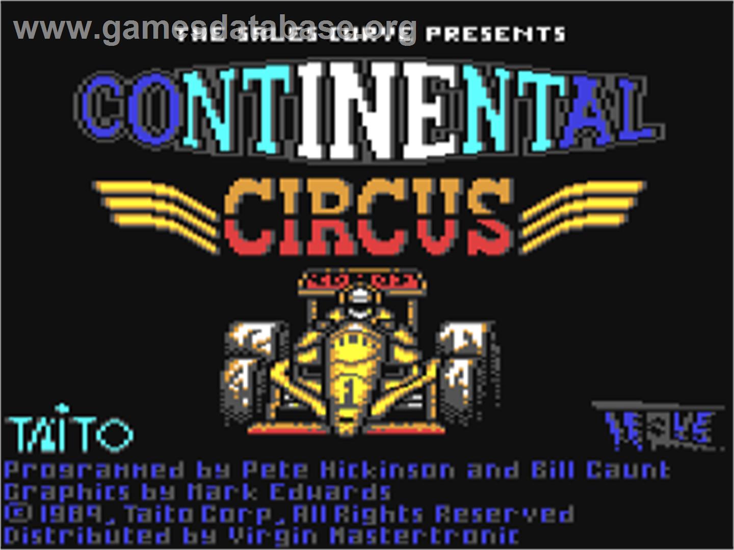Continental Circus - Commodore 64 - Artwork - Title Screen