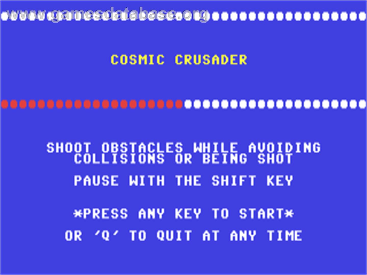 Cosmic Crusader - Commodore 64 - Artwork - Title Screen